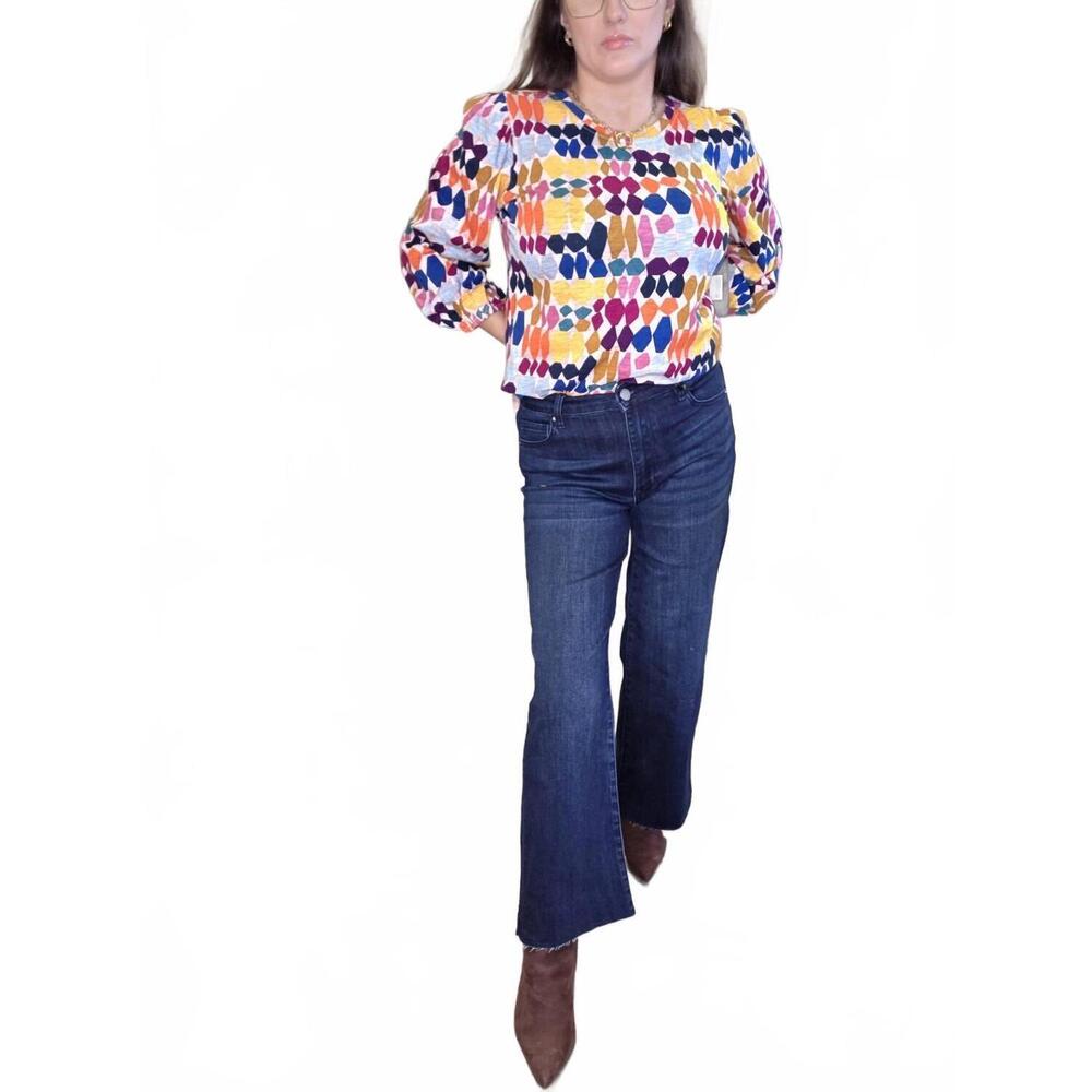 NEW APNY crop raw hem wide leg jeans in blue